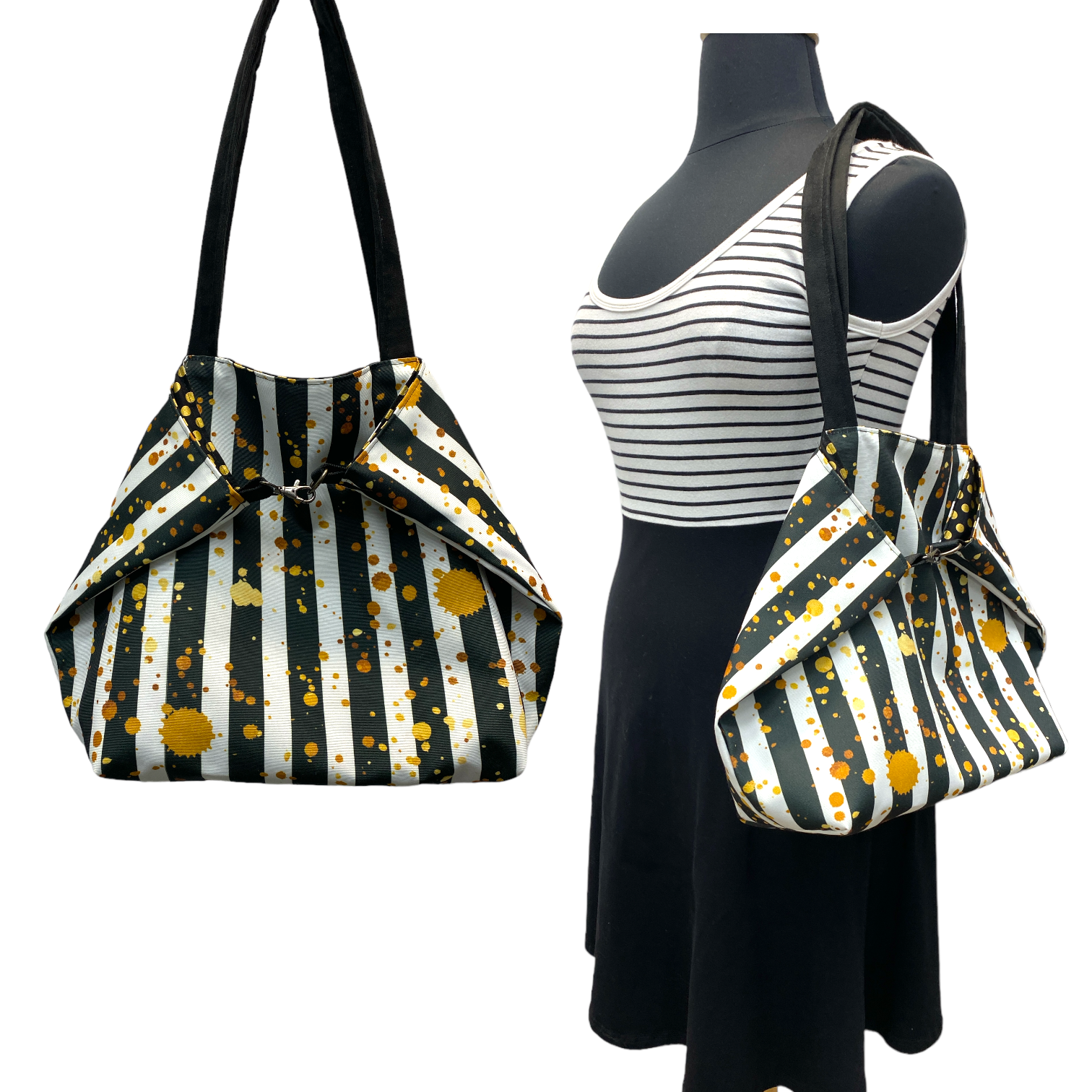 Simple Sack TOTE - Stripes Black/White/Gold