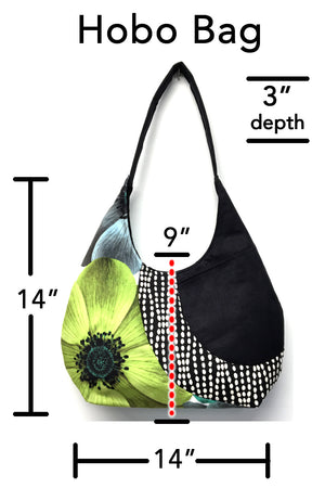 SALE Hobo Black Grey Cream Flower Moon