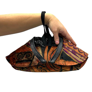Evening Event Winged Wristlet Burnt Orange Black