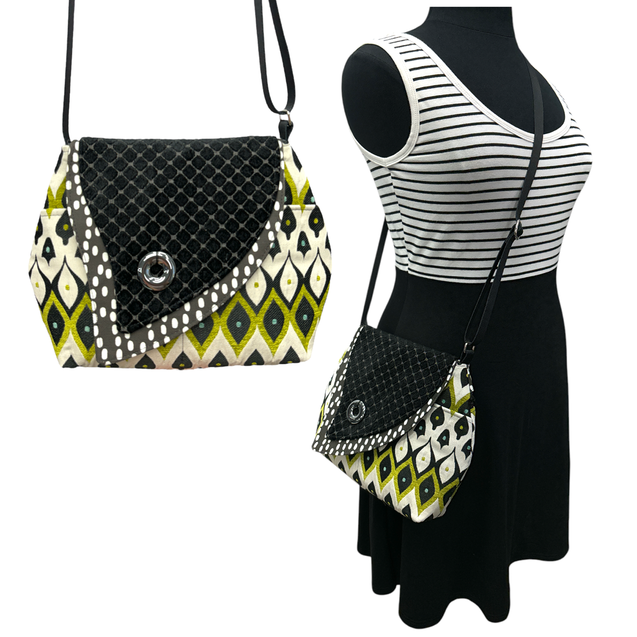 Tiger Lily Bag Black/Light Cream Mardi Gras Green