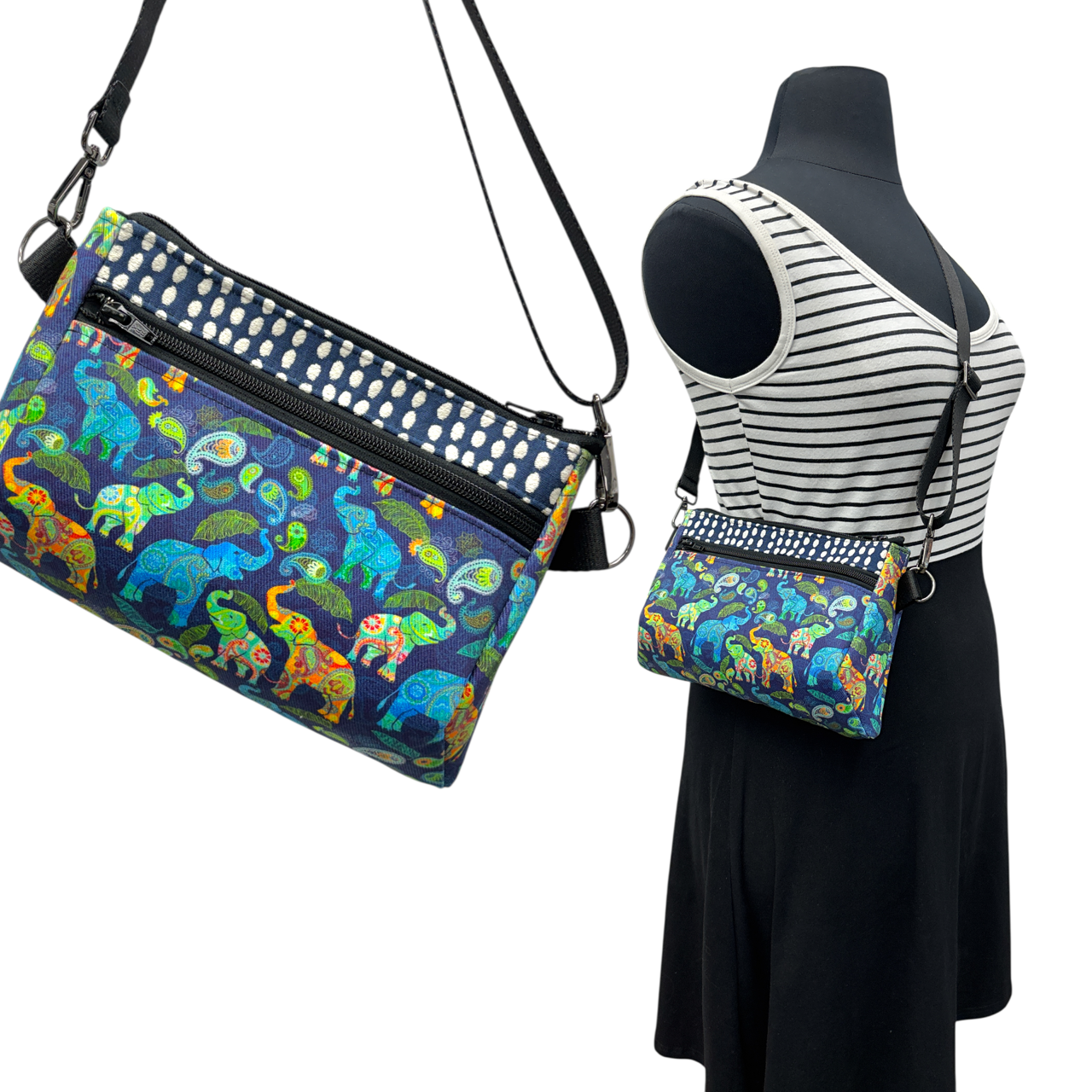 SALE Hip Bag Happy Blue Elephants