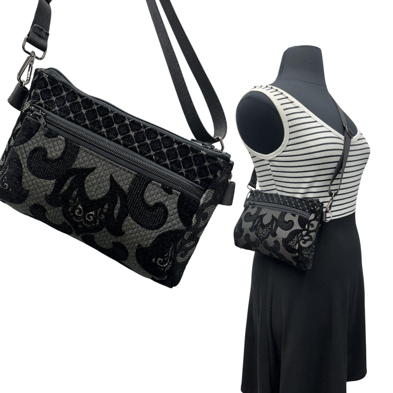 SALE Hip Bag Black on Black Lotus