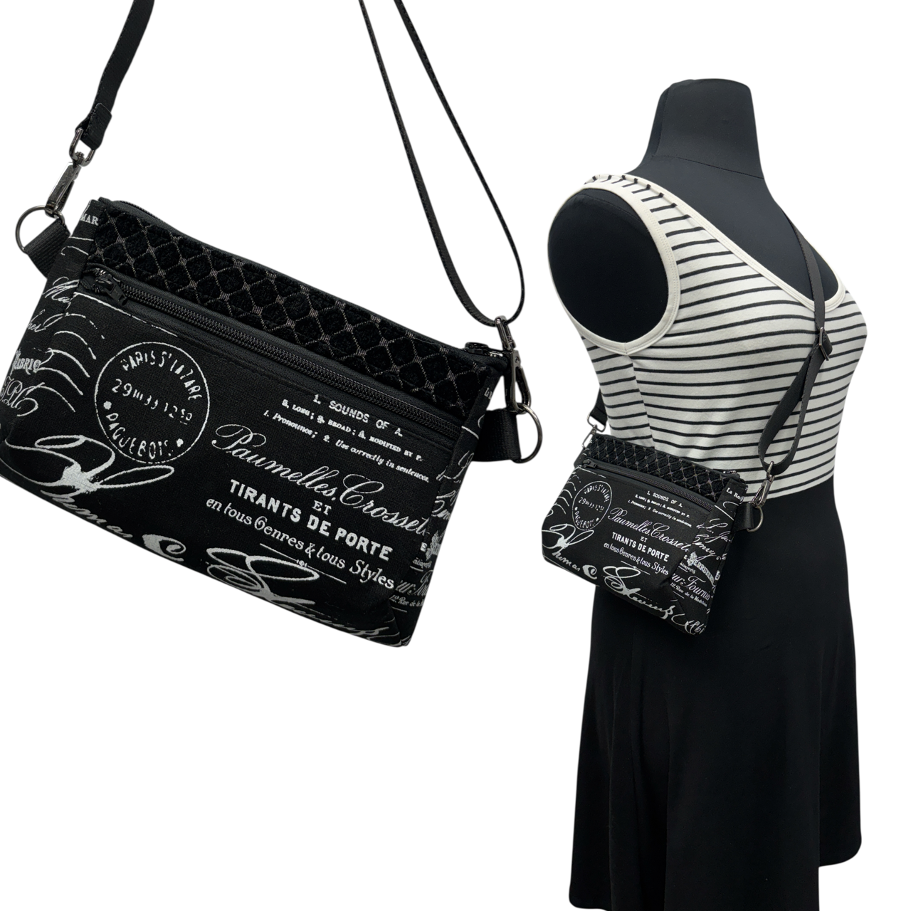 SALE Hip Bag Black with White Script