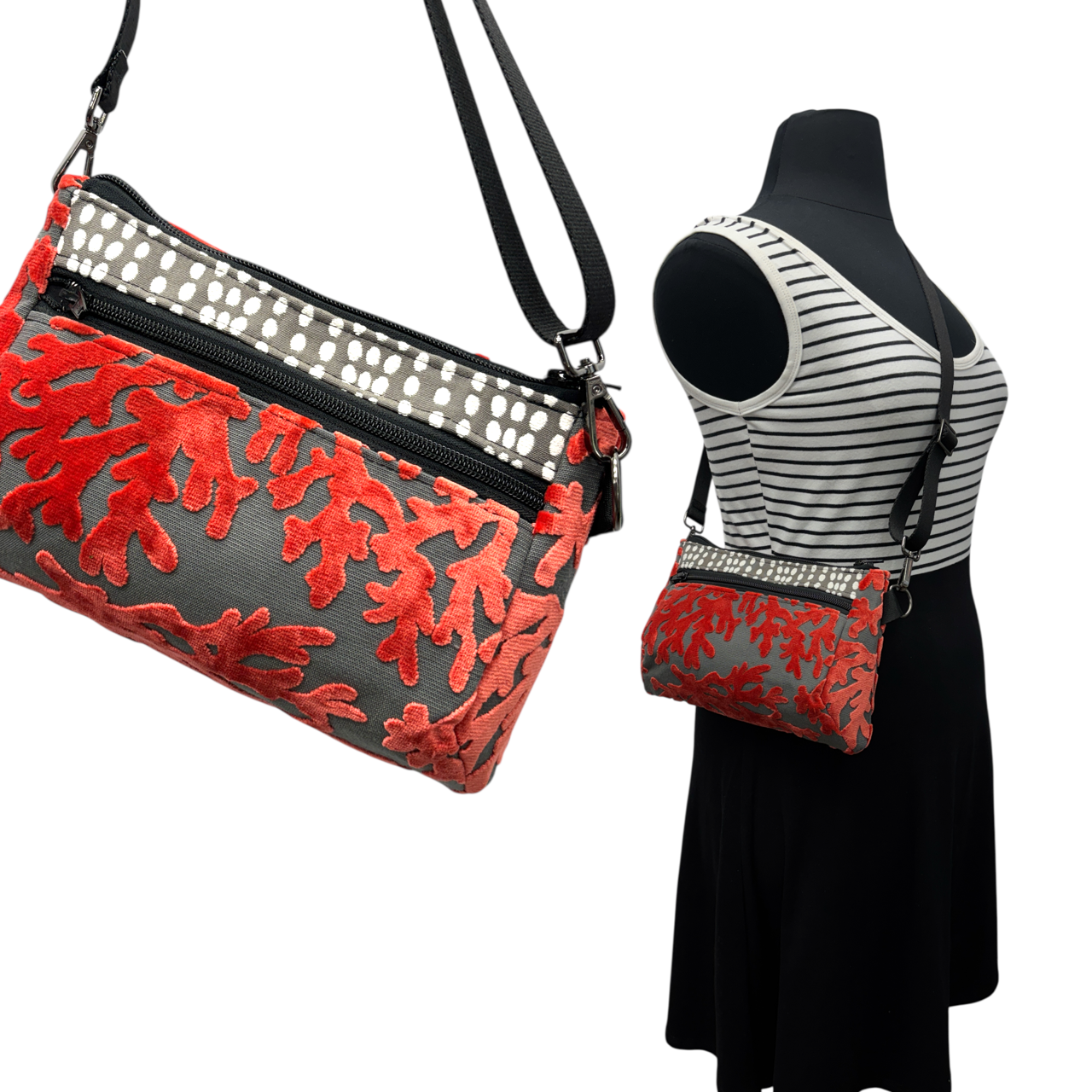 SALE Hip Bag Coral with Grey