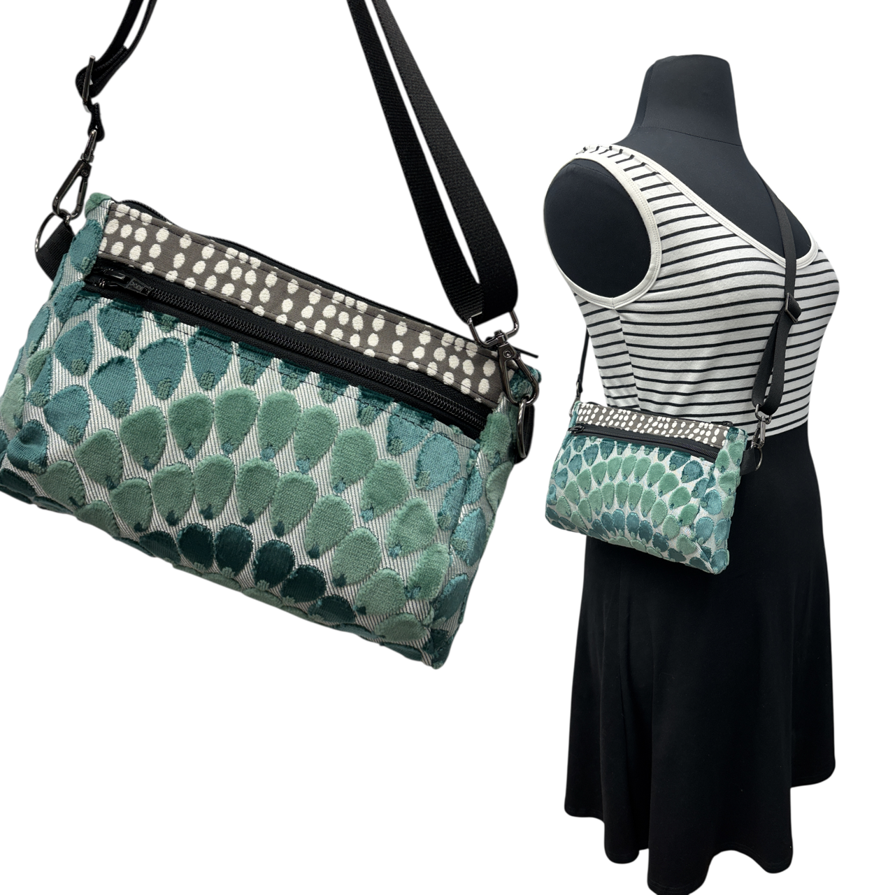 SALE Hip Bag Teal Grey Peacock