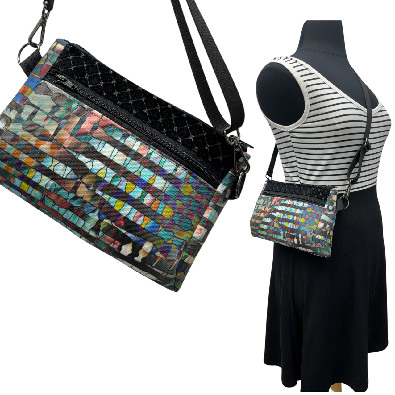 SALE Hip Bag Black with Neon Glitch