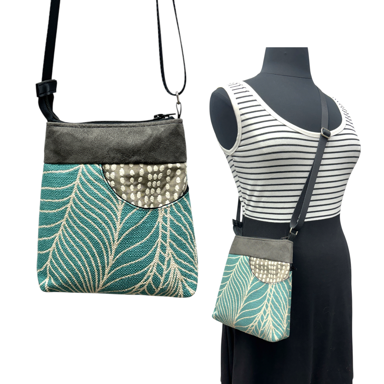 Sale MIILK Bag Aqua Grey Palm Leaf