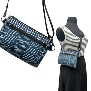 SALE Hip Bag Navy Blue Zig Zag