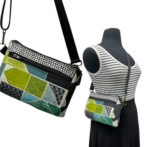 SALE Hip Bag Geometric Fabric Blue Citrus Grey Black