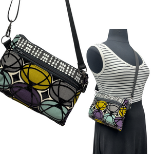 SALE Hip Bag Geometric Fabric Purple Black Mustard Blue