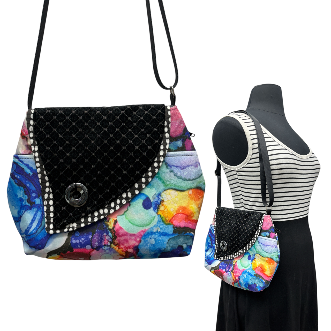 SALE Tiger Lily Bag Rainbow Bubbles with Black