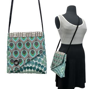 SALE Day Bag Peacock Teal Grey