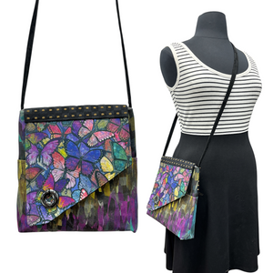 SALE Day Bag Multi-Colored Butterfly Stained Glass