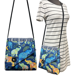 SALE Day Bag Blue Elephants