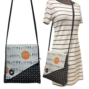 SALE Day Bag Grey Trees Orange Sun Black
