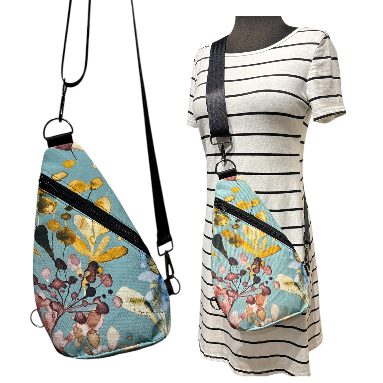 Sale Sling Bag Light Blue Mulitcolored Watercolor