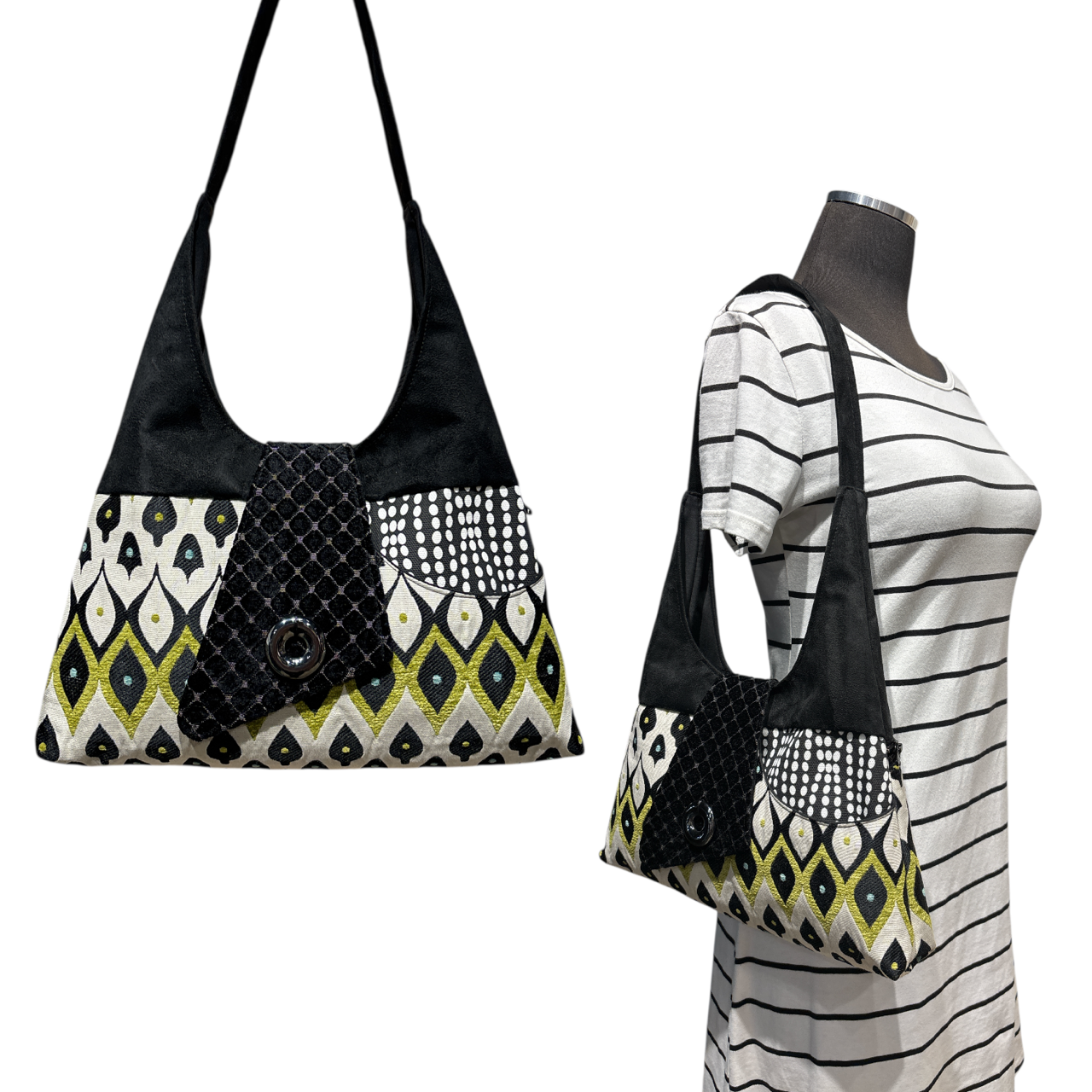 SALE Joyful Tote Mardi Gras Green Black