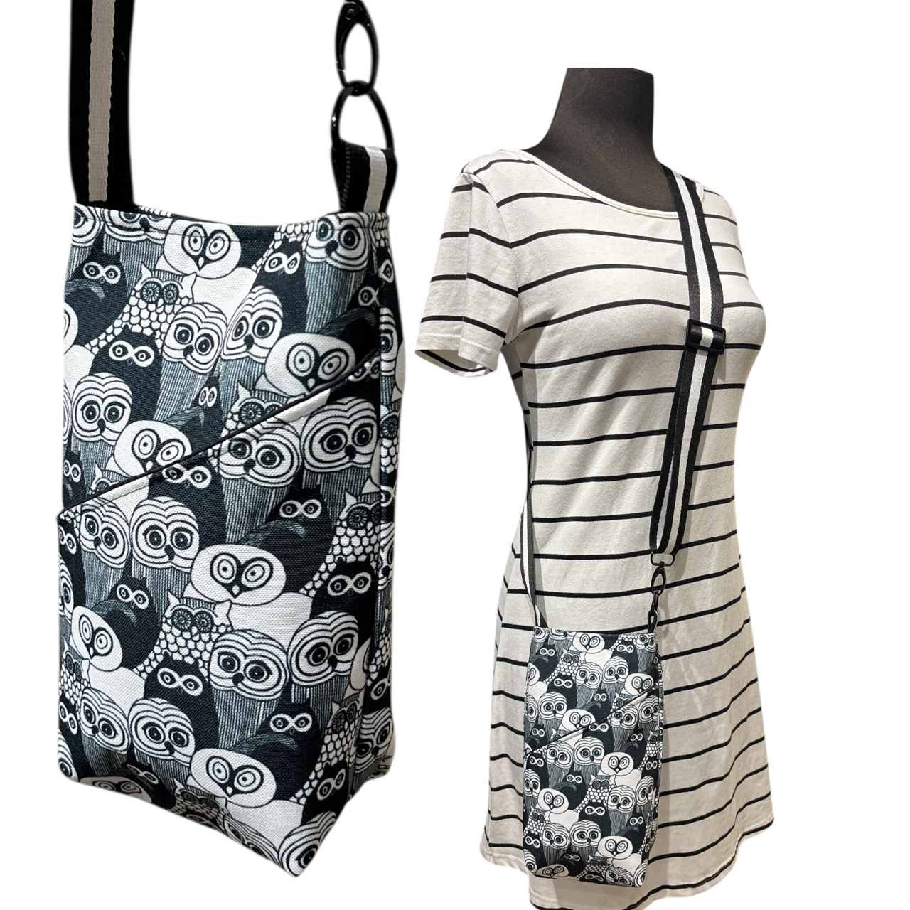 Sale Water Bottle Bag Black White Owls