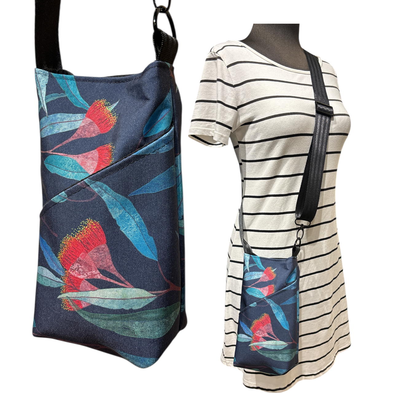 Sale Water Bottle Bag Midnight Blue Eucalyptus