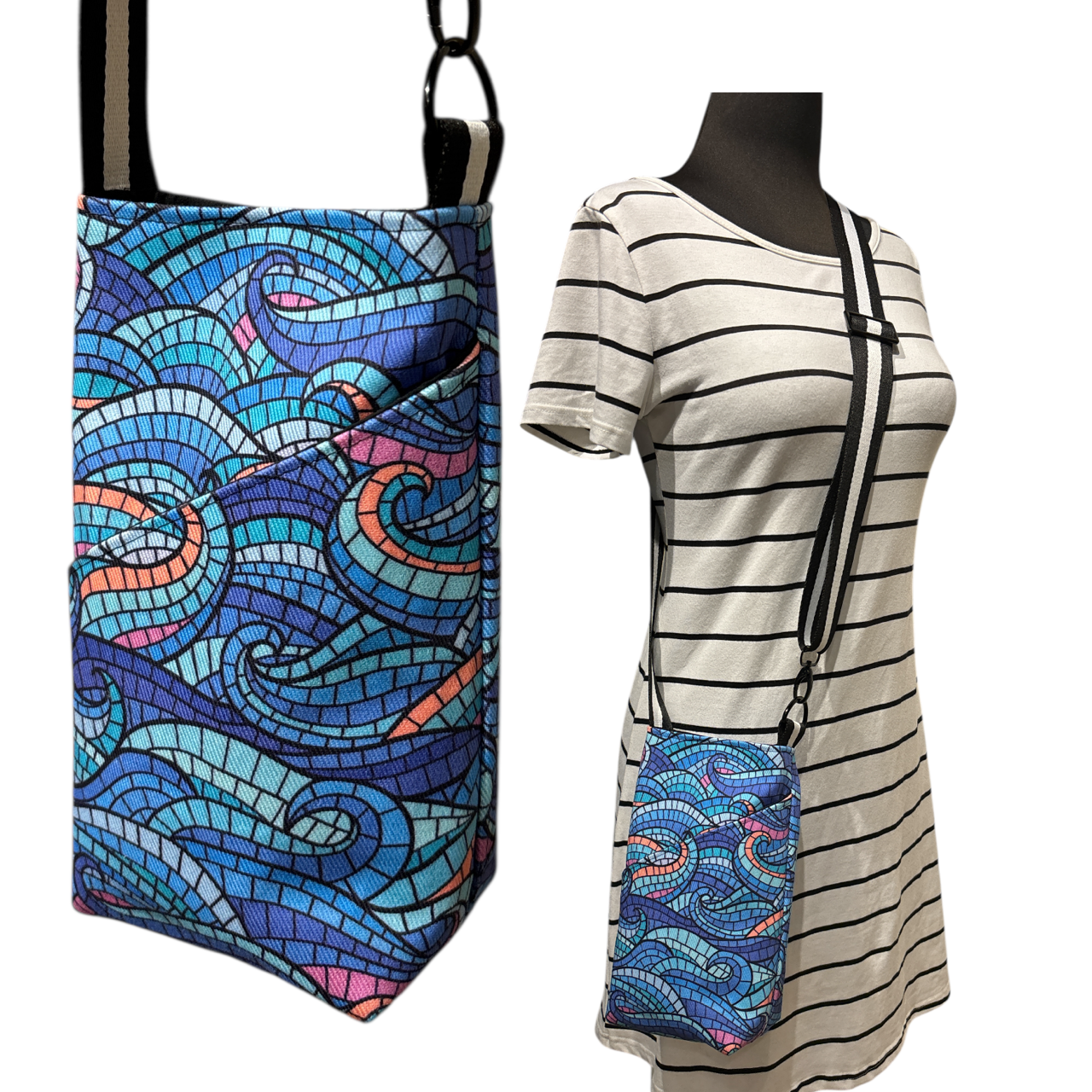Sale Water Bottle Bag Mosaic Tile Wave