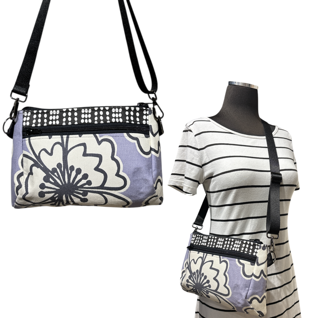 SALE 3-Way Bag Purple Flower