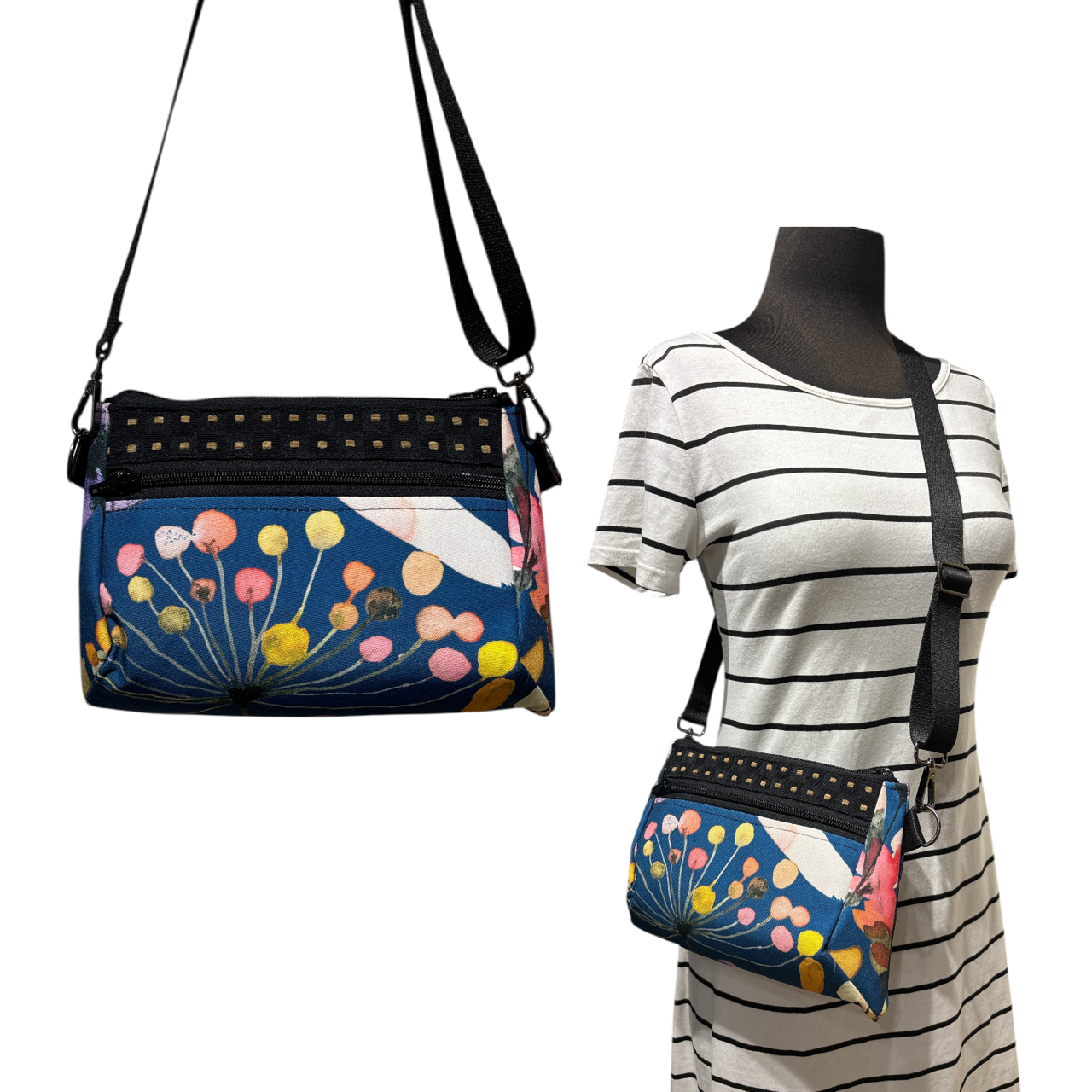 SALE 3-Way Bag Blue Black Multi Colored Spray