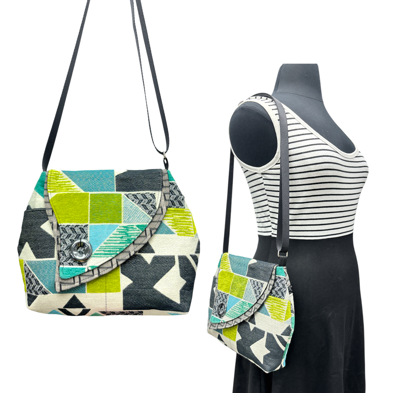SALE Tiger Lily Bag Blue Citrus Geometric