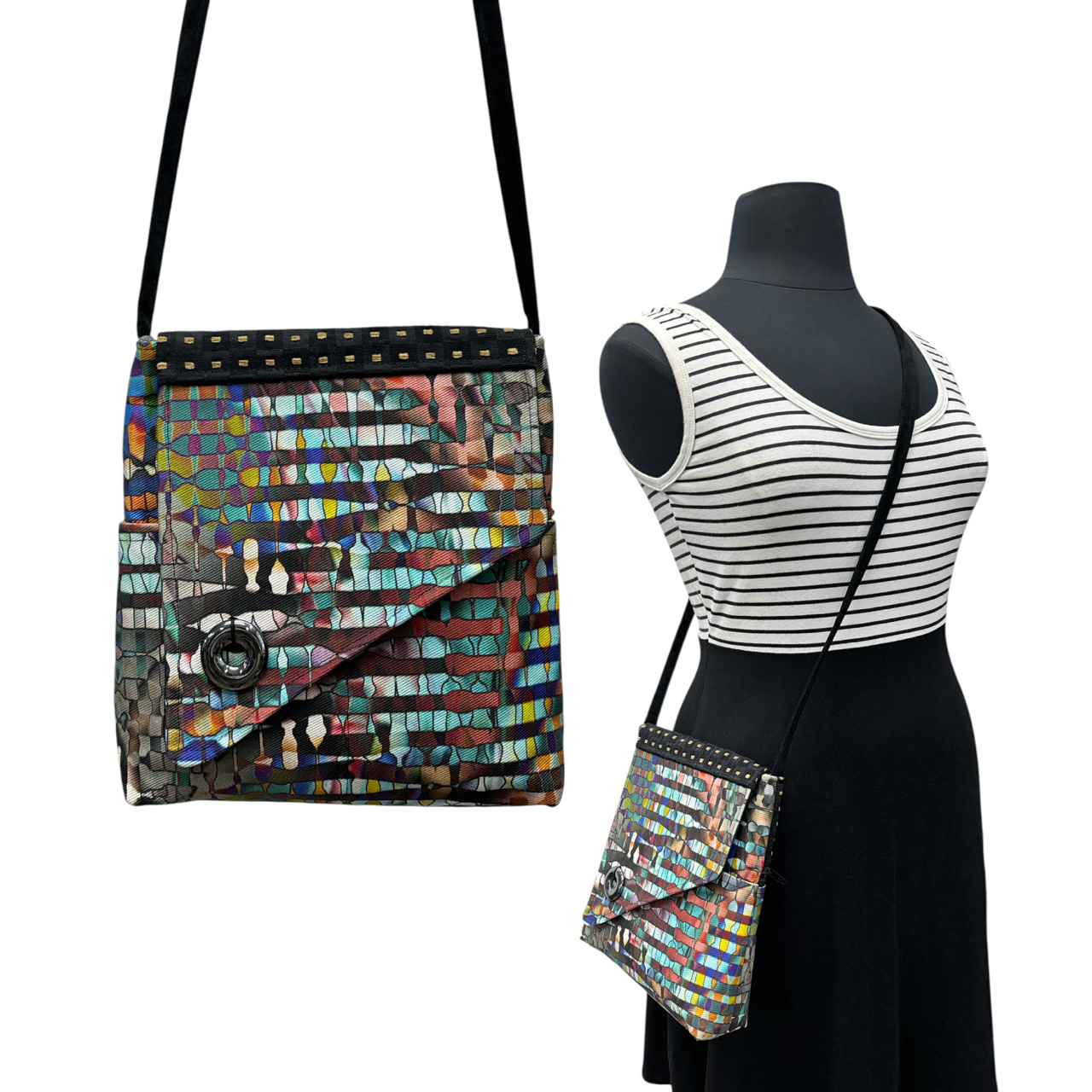 SALE Day Bag Neon Glitch on Black