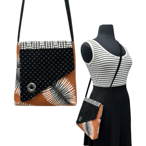 SALE Day Bag Terracotta Black Palm Leaf