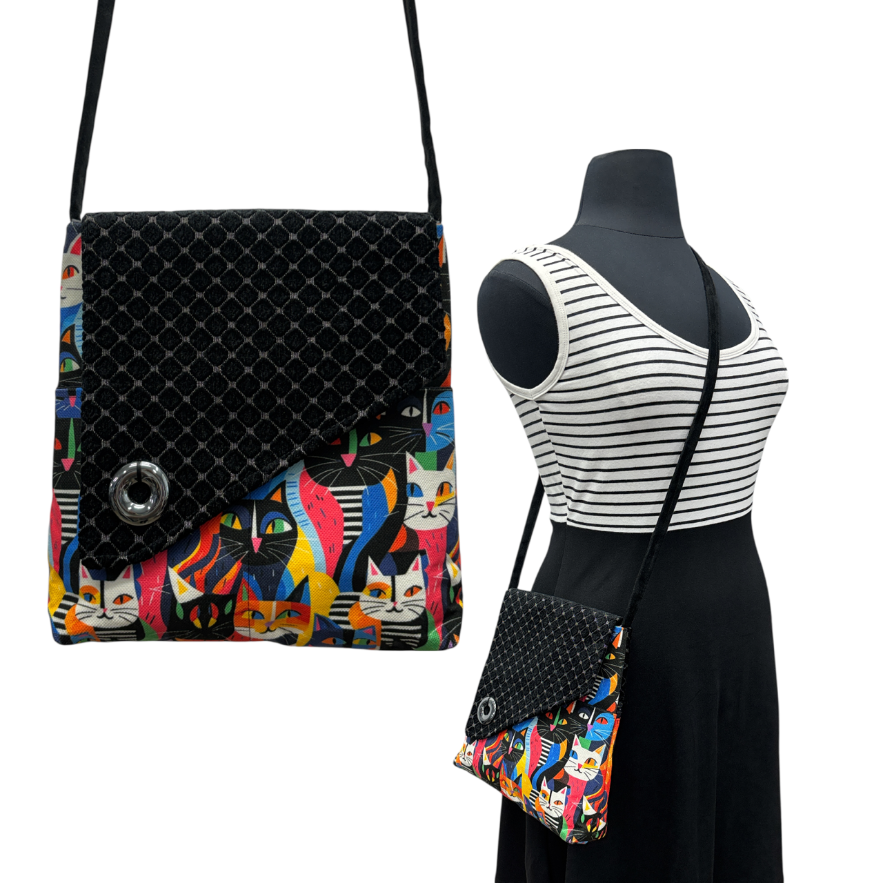 SALE Day Bag MeowMeow Black Multicolored