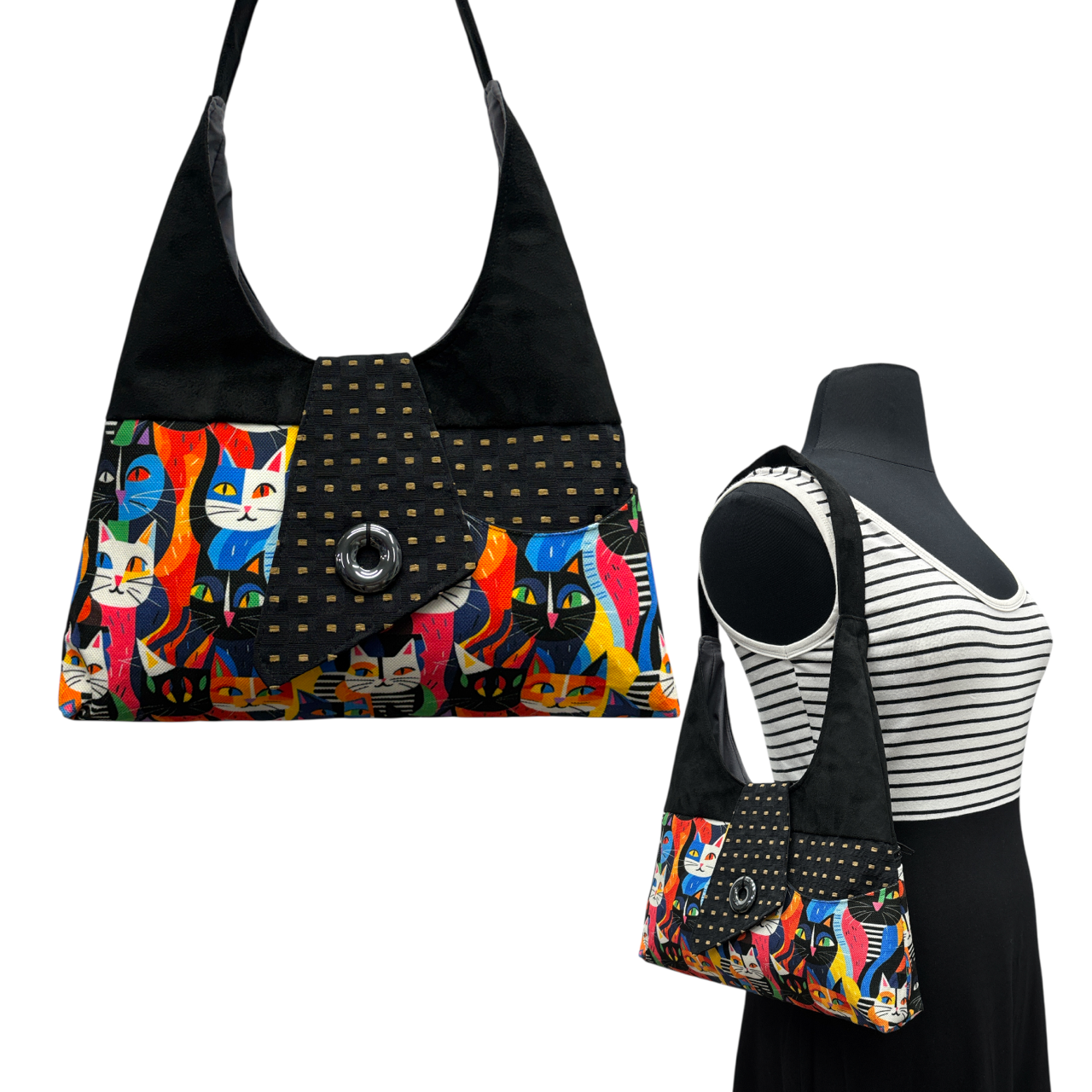 SALE Joyful Tote MeowMeow Multicolored on Black