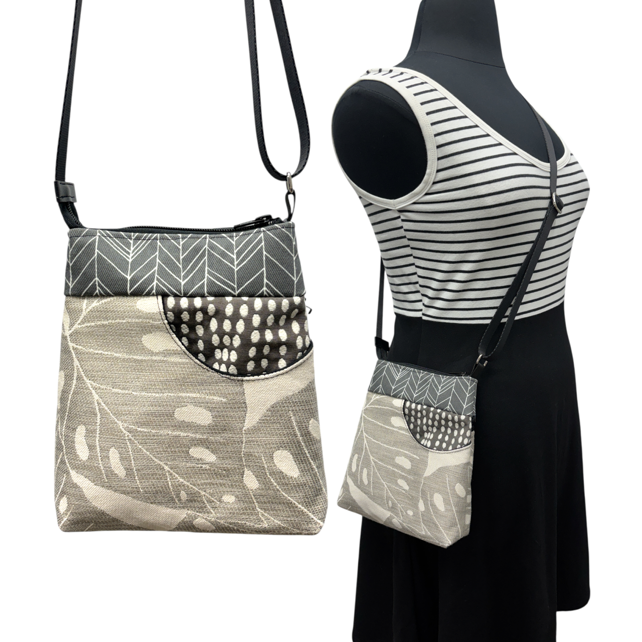 Sale MIILK Bag Tan Cream Grey Palm Leaf