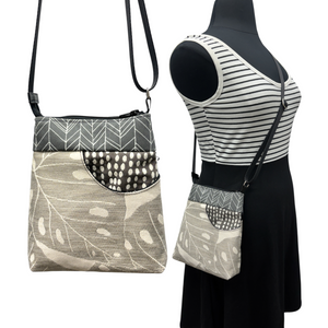 Sale MIILK Bag Tan Cream Grey Palm Leaf