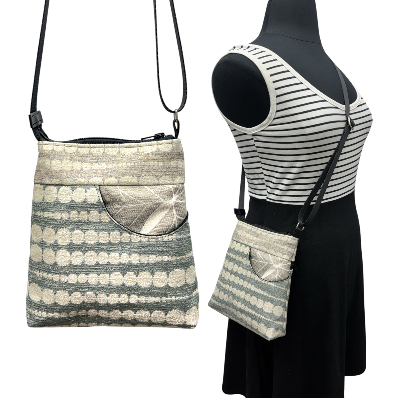 Sale MIILK Bag Light Blue Cream Grey Rounded Lines