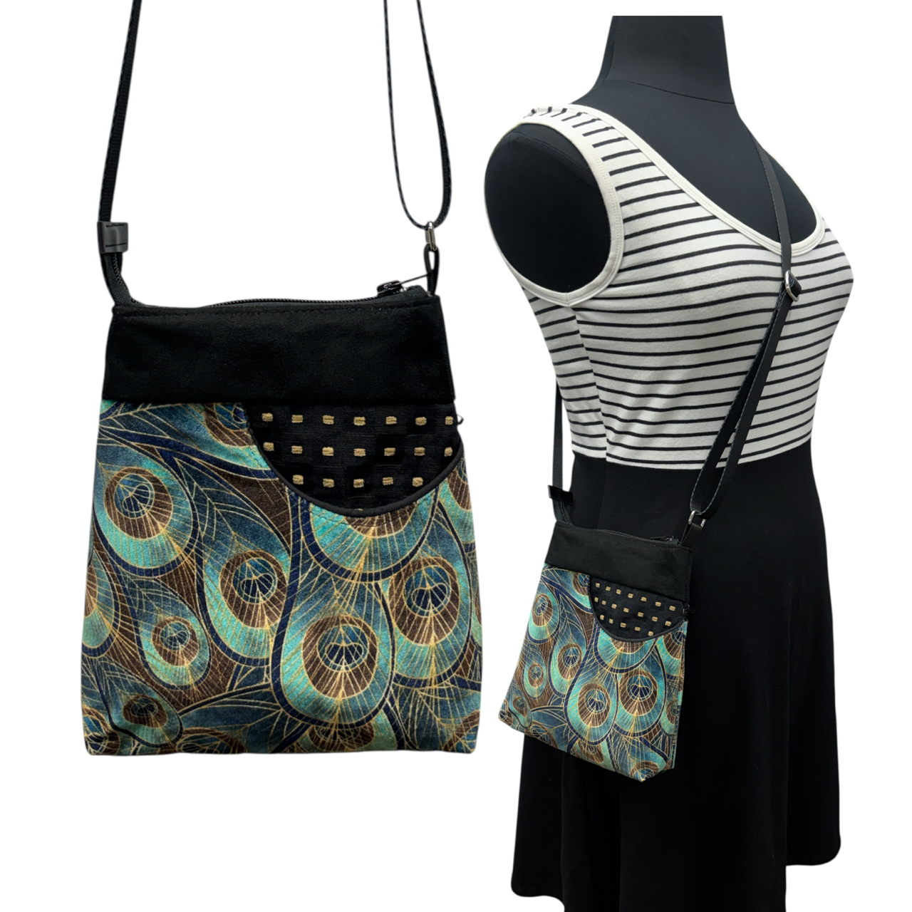 Sale MIILK Bag Green Peacock Feathers with Black