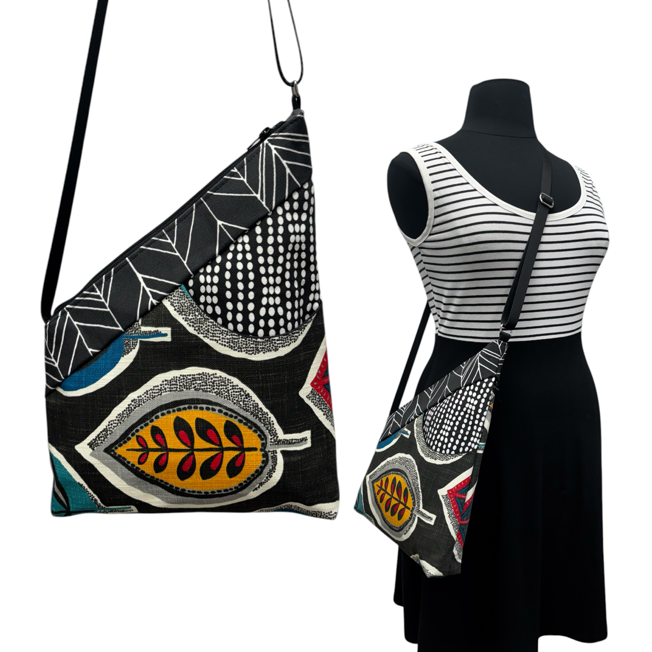 SALE Festival Bag Boho Leaf on Black