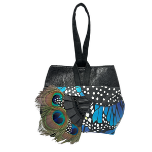 Sale Evening Wristlet Peacock Feather Blue Black Ombre
