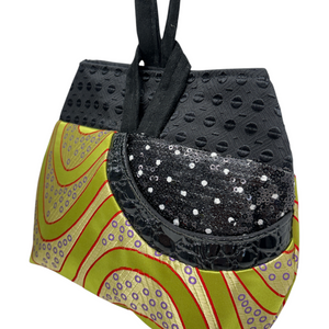 Sale Evening Wristlet Mardi Gras Green Black Silk Shine