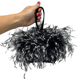 Show Stopping Good Time Wristlet Black/White Ostrich Feathers