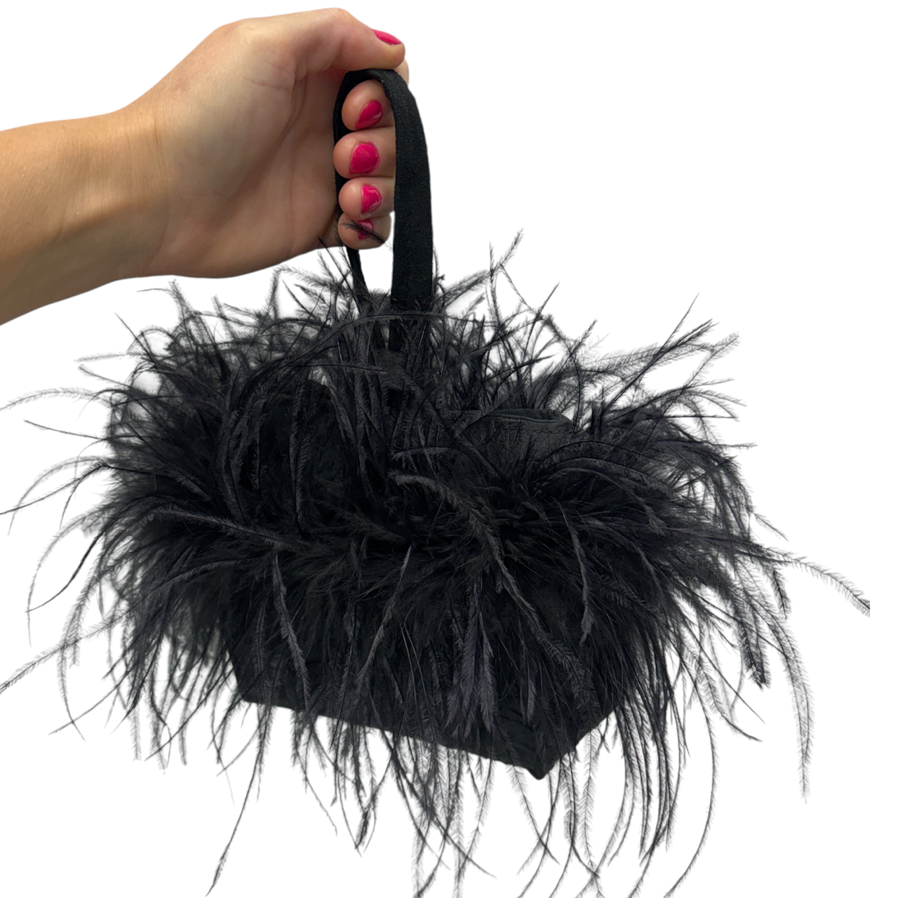 Show Stopping Good Time Wristlet Black Ostrich Feathers