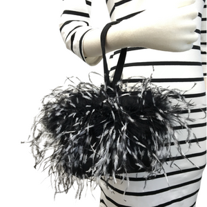 Show Stopping Good Time Wristlet Black/White Ostrich Feathers