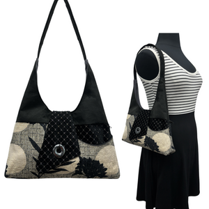 Joyful Tote Flower Moon Black Tan Grey