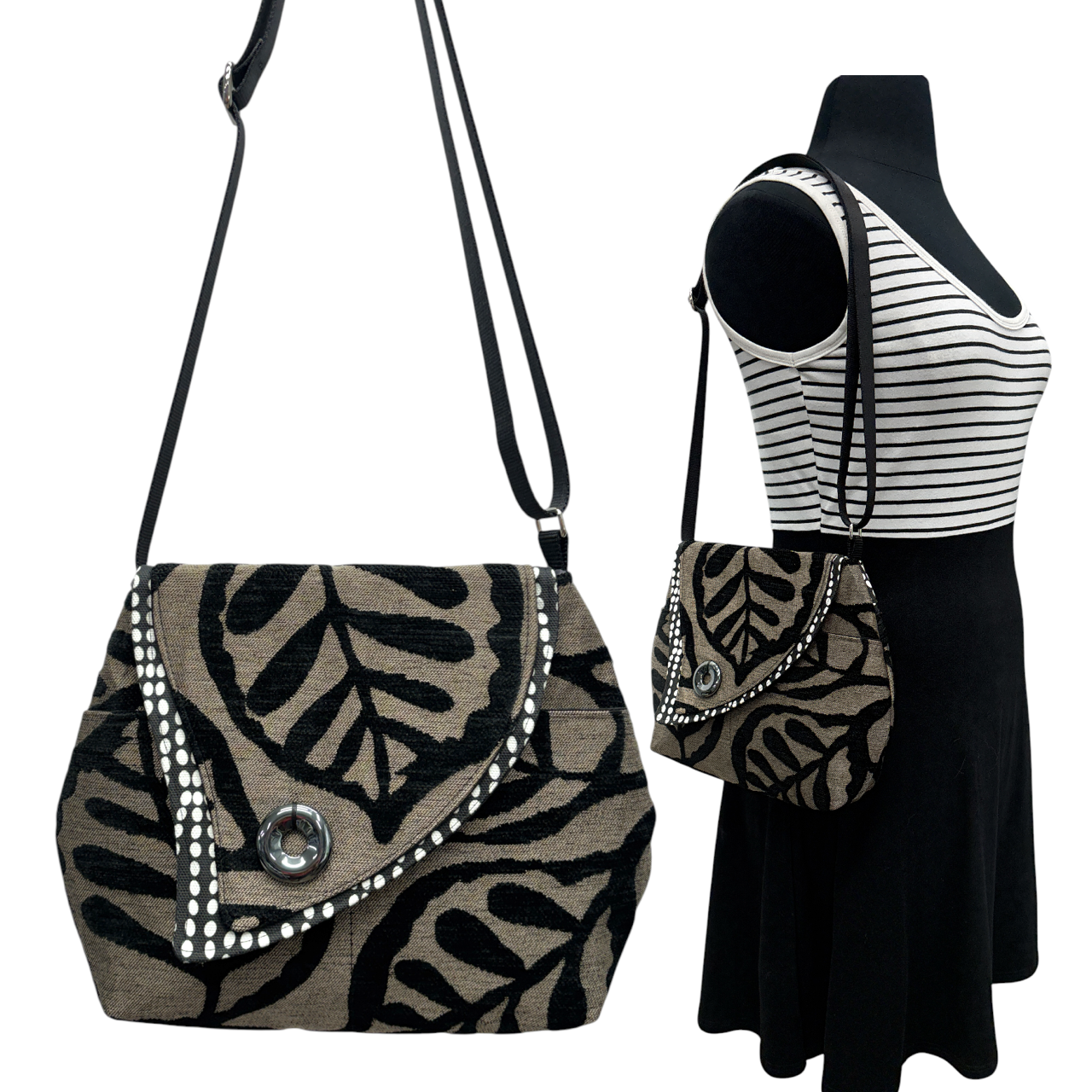SALE Tiger Lily Bag Black Palm Leaf
