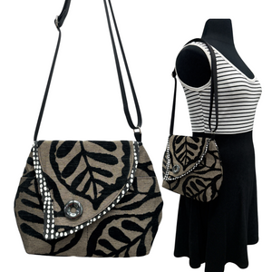 SALE Tiger Lily Bag Black Palm Leaf