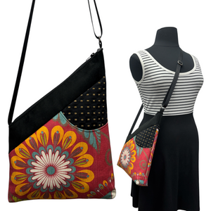SALE Festival Bag Multicolored Red Black Folk Flower