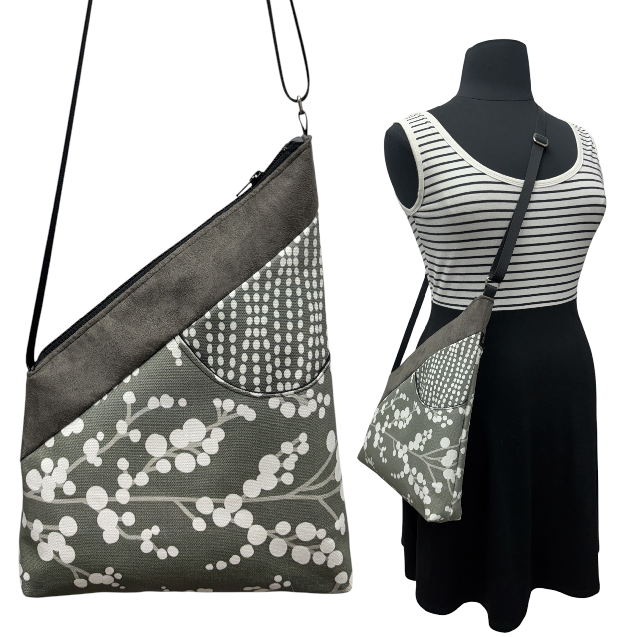 SALE Festival Bag Grey on Grey Tree Bubbles