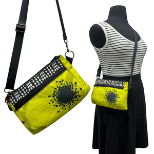 SALE 3-Way Bag Black Lime Green Flower