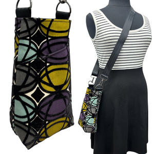 The BEST Water Bottle Bag + Cell Phone Pocket Mustard Purple Aqua Black Geometric