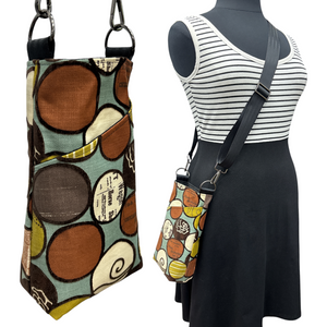 The BEST Water Bottle Bag + Cell Phone Pocket Multicolored Circles on Aqua
