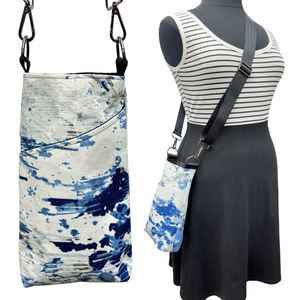 The BEST Water Bottle Bag + Cell Phone Pocket Summer Splash Blue Cream